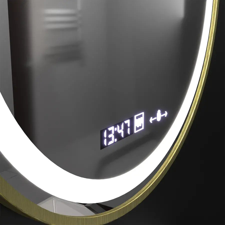 60cm Celest Royale Gold MotionGlow Marcellow Mirror Mercello Clock Defrost & Dimable Thermometer