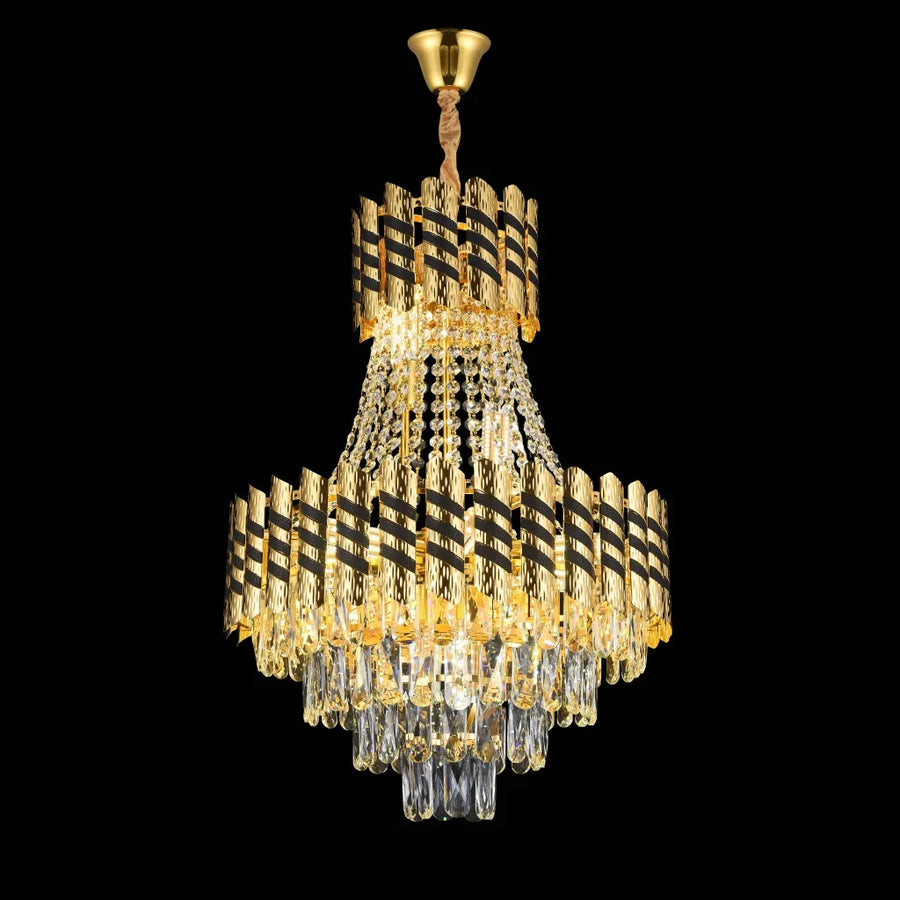 Crystal Chandelier 9XE14 Nardo Gold, 50 cm wide, 70 cm high