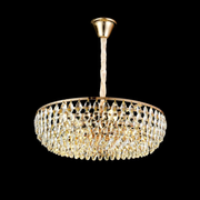 Crystal Chandelier CC1677/600GD, 12xE14, Shiny Gold, Adjustable Height, Metal and Crystal