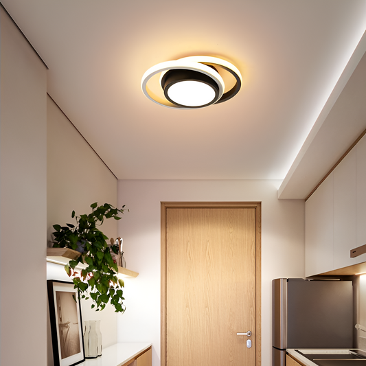 LED LED ELIO CELIO, 16W, 2 circles, cold/hot/neutral light, black