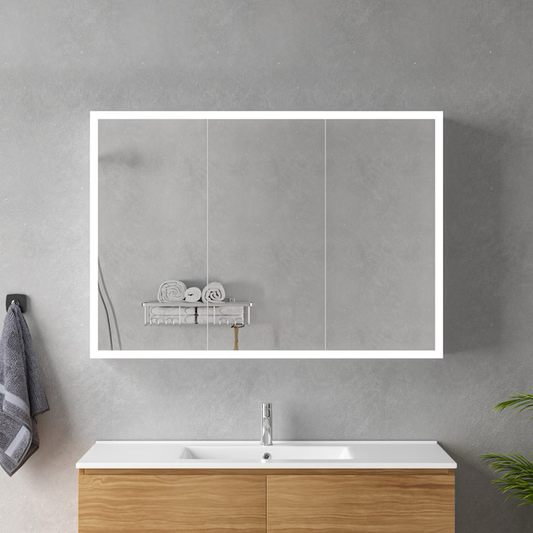 LED Mirror with Cabinet MODA 100x70 cm White Perimeter Lighting and Touch Sensor
