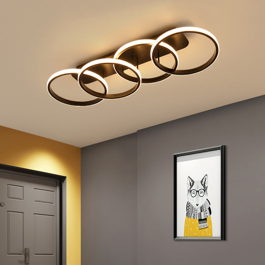 LED LED LUST ELIO, 24W, 4 circles, cold/hot/neutral light, black black