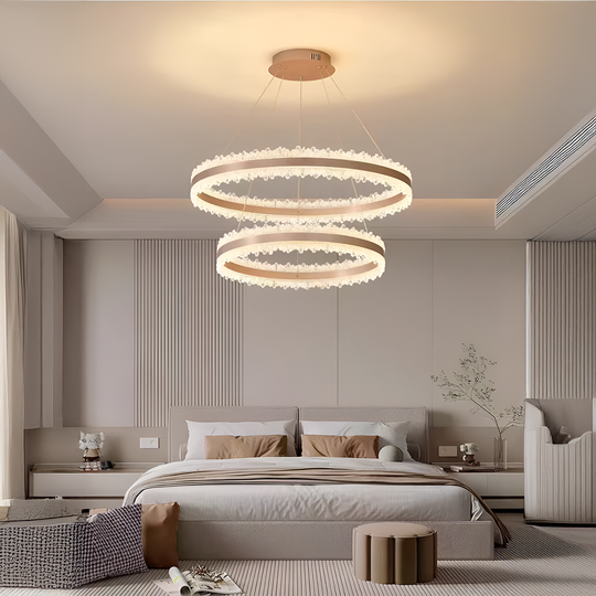 Suspended LED Chandelier with Remote Control NIVALIS Duo 127W, Circles 60x80cm, Cold/Warm/Neutral light, Dimmable, Height Adjustable, Gold LED Chandeliers with Remote Control Default Title Alessandro Design