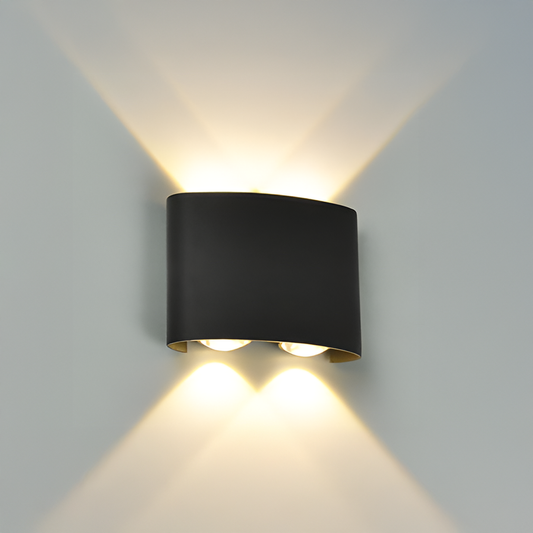 Fantas Outdoor and Indoor LED Wall Lamp, 4 Sources x 1W, IP65, Metallic, Black, 3000K