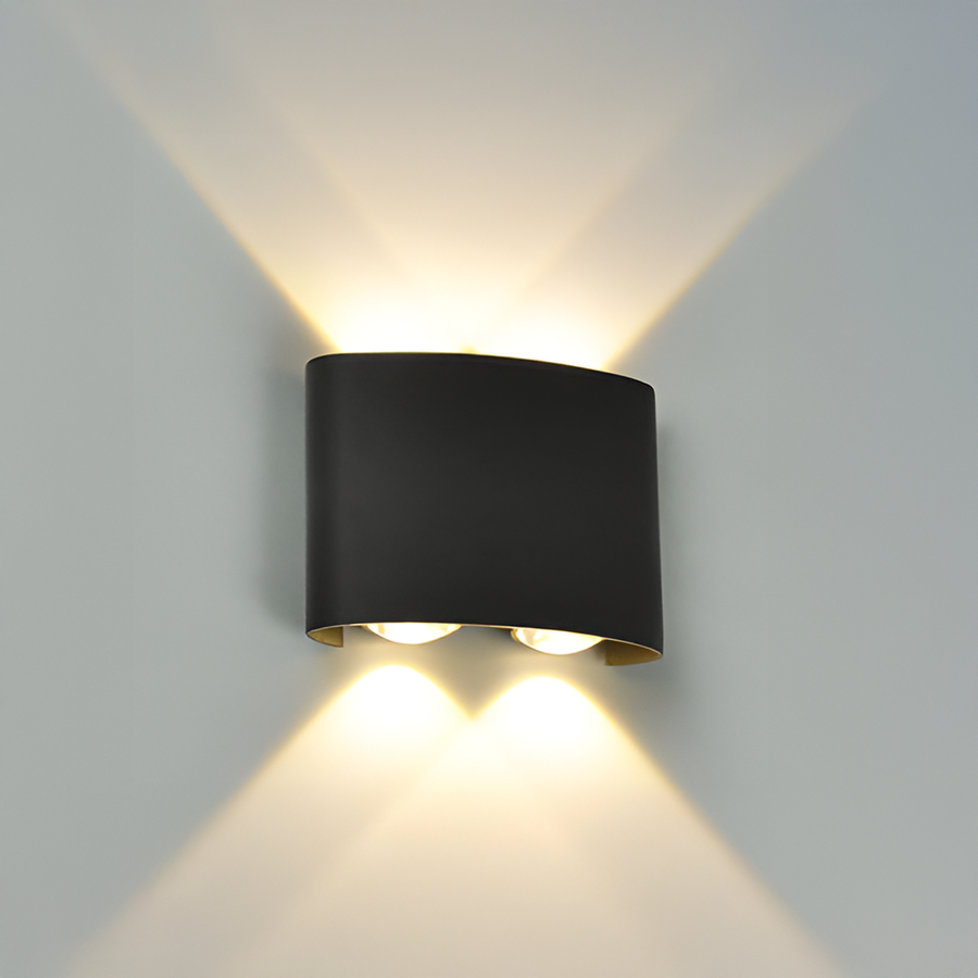 Fantas Outdoor and Indoor LED Wall Lamp, 4 Sources x 1W, IP65, Metallic, Black, 3000K