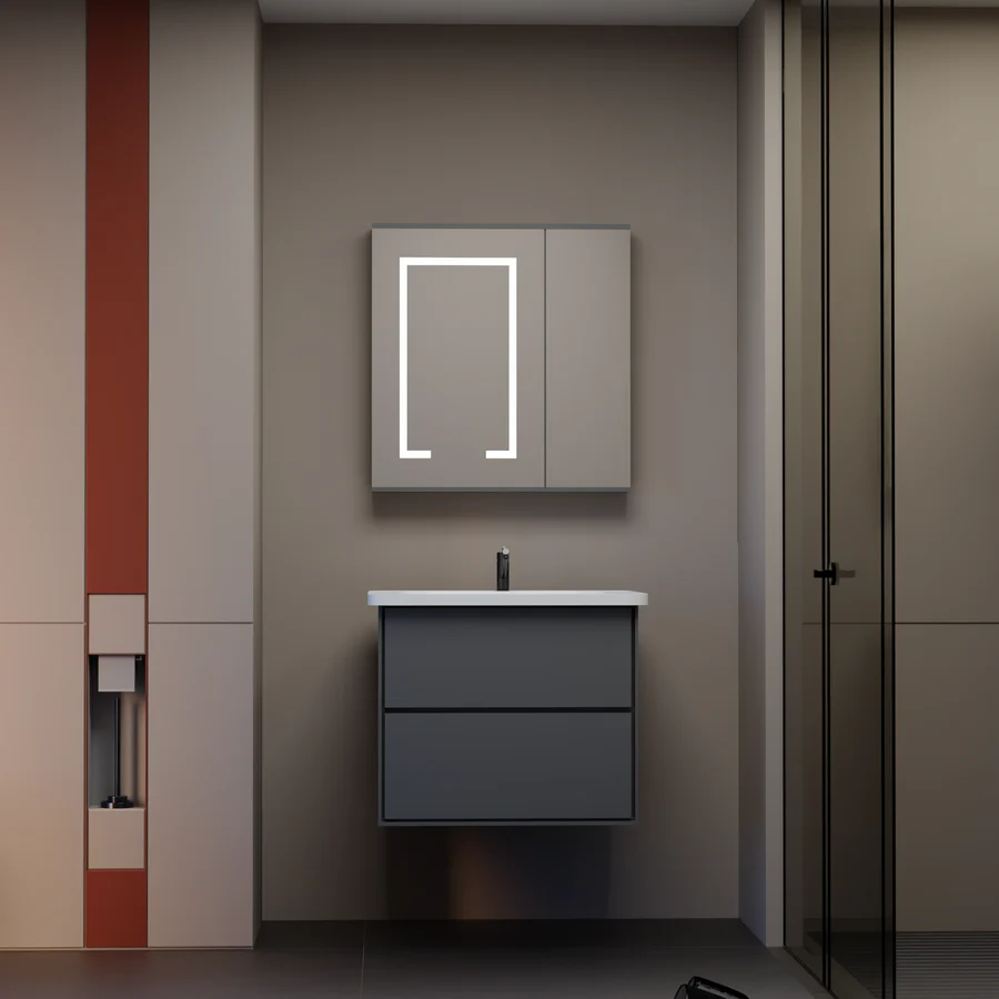 SANTORINI Bathroom Furniture Set, 60x50cm, 2 Pieces, Gray and White