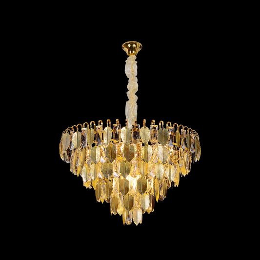 WINDSOR Eleganza Crystal Chandelier 6x E14, Diameter 49cm, Shiny Gold, Adjustable Height