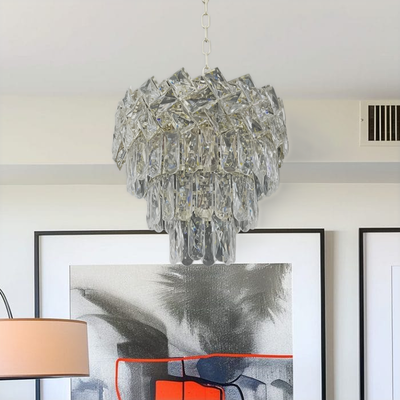 WINDSOR Petito Crystal Chandelier 3xE27, Diameter 30cm, Glossy Chrome, Adjustable Height 