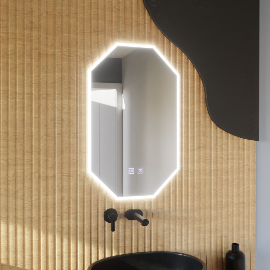 Polygon LED mirror E43S/50X80, Light and Defogging System, 50X80cm