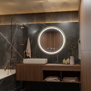 LED Round Mirror, 60cm, Celeste Royale Gold MotionGlow Marcello, Demister System, Clock & Thermometer, Dimmable