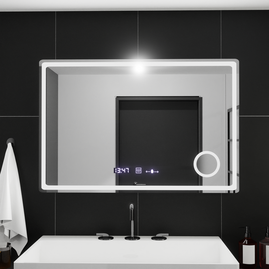 Rectangular LED Mirror, 90x60cm, Velor MotionGlow Marcello, De-fogging System, Clock & Thermometer, Cosmetic Magnifier, Dimable Mirrors Marcello Default Title Alessandro Design
