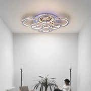 LED chandelier with remote control and crystal LIA RGB 182W, 8 Circles, Cold/Warm/Neutral light, Dimmable, Shiny Chrome White