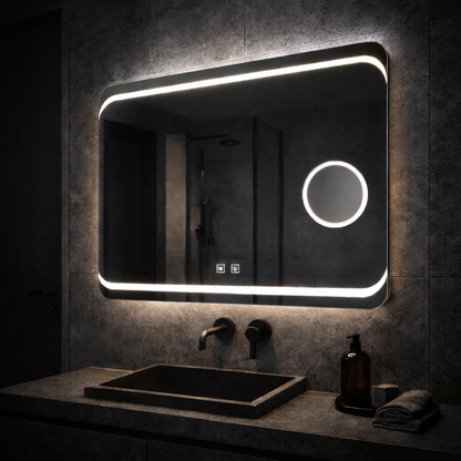 Rectangular LED mirror, 80x60cm, Stella Touch, Demister System