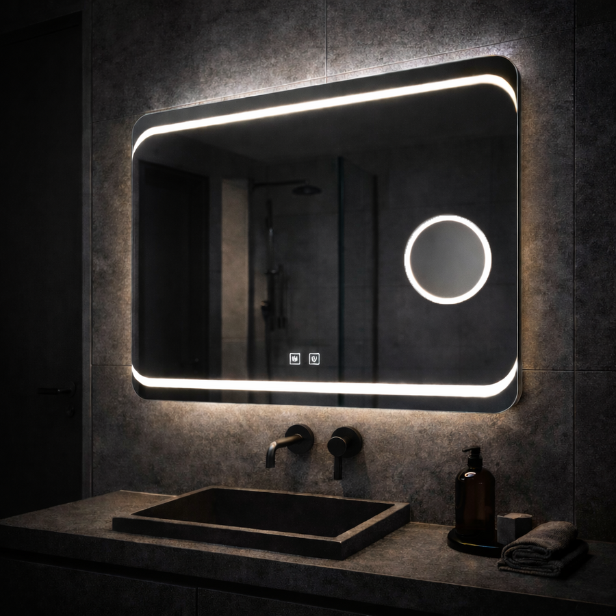 Rectangular LED mirror, 80x60cm, Stella Touch, Demister System