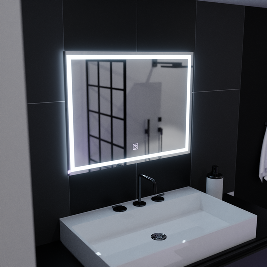 Mirror LED rectangular 80x60cm Frame Basic Touch