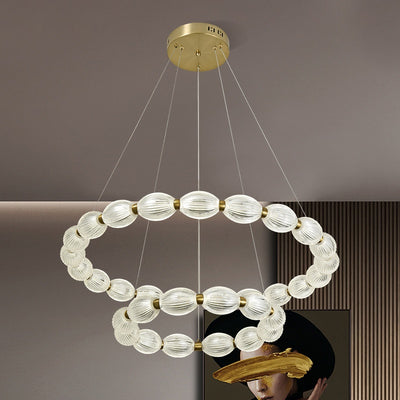 FAUSTO suspended LED chandelier, 83W, Cold/Warm/Neutral light, Adjustable height, Gold