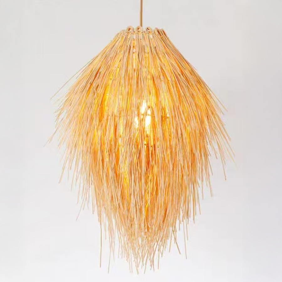 Vintage Straw Chandelier LV810, 1xE27, Rustic, 150cm, Black