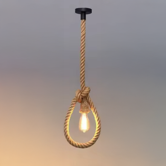 Harper Vintage Chandelier, 1xE27, Rustic Barn, Rope and Metal, 92cm