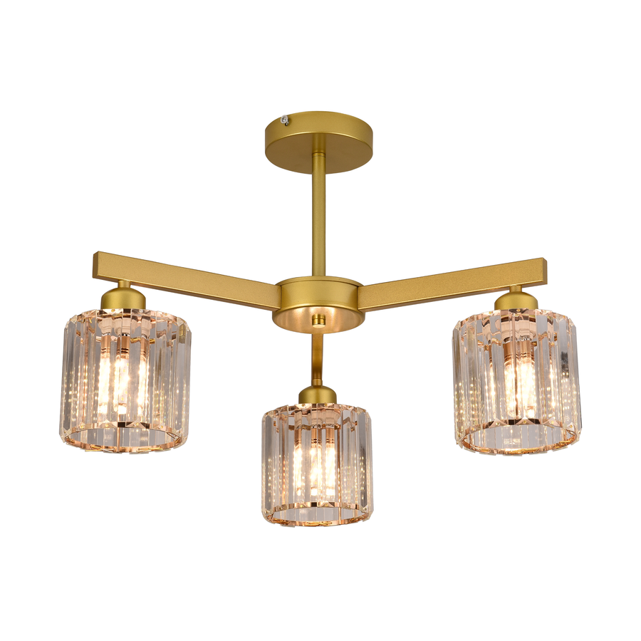 Modern Classic Chandelier LC110/3GD with Crystal, 3x E27, Gold, Metal and Crystal