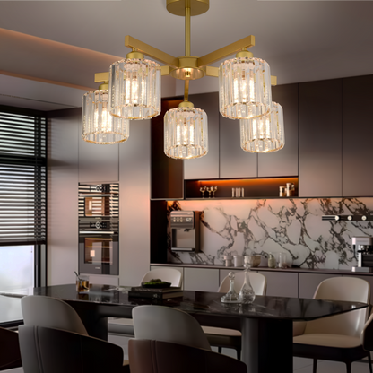 Modern Classic Chandelier LC110/5GD with Crystal, 5xE27, Gold, Metal and Crystal