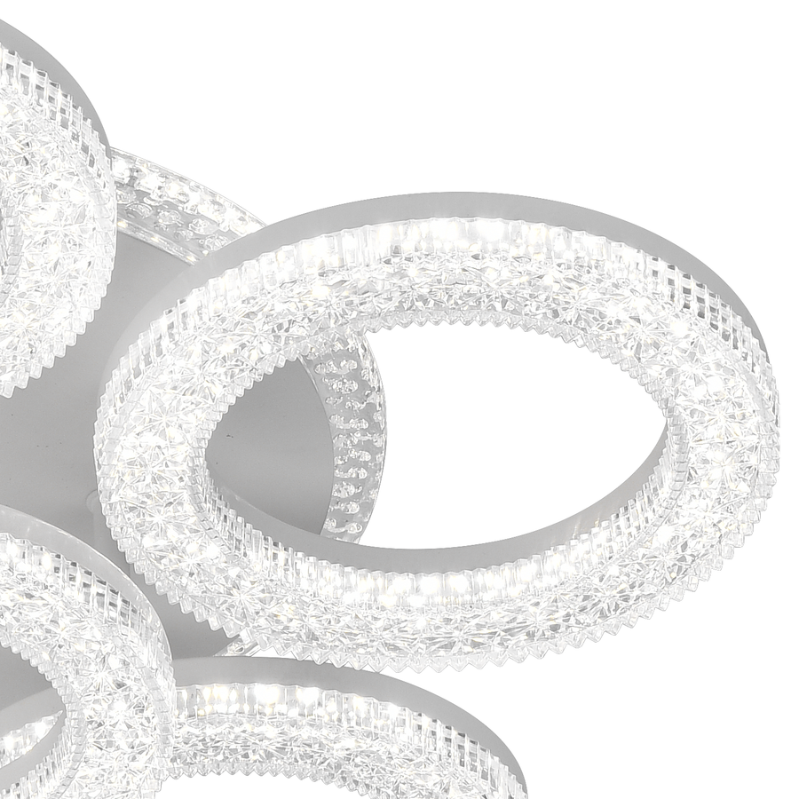 Freja LED Chandelier with Remote Control, Dimmable, White, Crystals