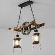 Vintage Rope Chandelier PEDRO, 4 x E27 Dark Wood