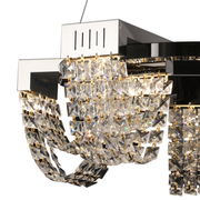 LED Crystal Chandelier 30W, CC370/500CH, Diameter 49cm, Shiny Chrome, Warm Neutral Cold Light 3000K/4000K/6000K Adjustable Height, Metal and Crystal