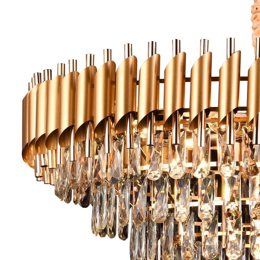 VERSAILLES Supremo Crystal Chandelier, CC900/800GD, 12xE14, Diameter 80cm, Shiny Gold, Adjustable Height, Metal and Crystal