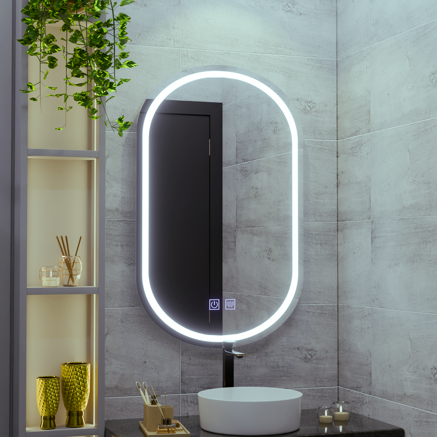 Oval LED mirror 50x80, Velara Touch, Demister System, Dimmable