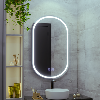 Oval LED mirror 50x80, Velara Touch, Demister System, Dimmable