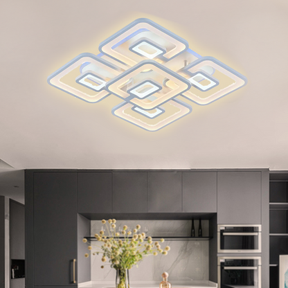 LED lust with remote control, felix, 5 squares, 107W, cold/hot/neutral light, unstable, white