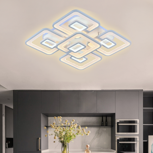 LED lust with remote control, felix, 5 squares, 107W, cold/hot/neutral light, unstable, white