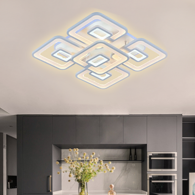 LED lust with remote control, felix, 5 squares, 107W, cold/hot/neutral light, unstable, white