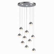 Suspended LED chandelier with remote control JEREMIAS 132W, 10 Elements, Cold/Warm/Neutral light, Dimmable, Silver