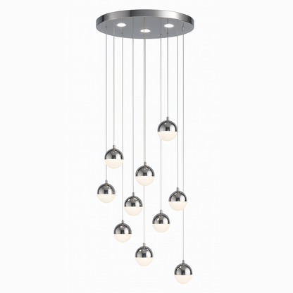 Suspended LED chandelier with remote control JEREMIAS 132W, 10 Elements, Cold/Warm/Neutral light, Dimmable, Silver