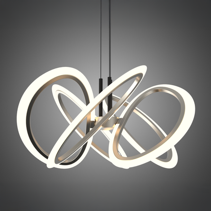 Suspended LED chandelier with remote control RIMINI 85W, 5 Elements, Cold/Warm/Neutral light, Dimmable, Gold