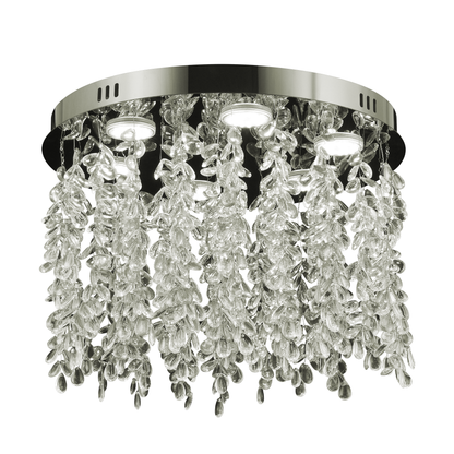 Round Alberian LED chandelier, 20W, cold/hot/neutral light, crystal, glossy chromium