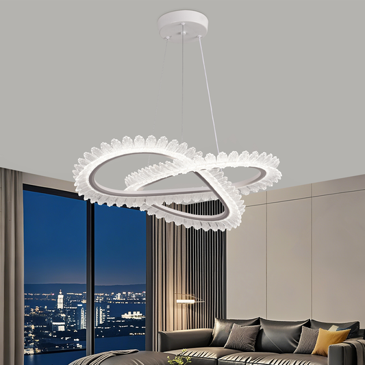 Luminis PRISM LED Chandelier, Crystal and Metal, 4 Circles, Dimmable, Adjustable Height, Cold/Warm/Neutral Light, Luxurious Lighting