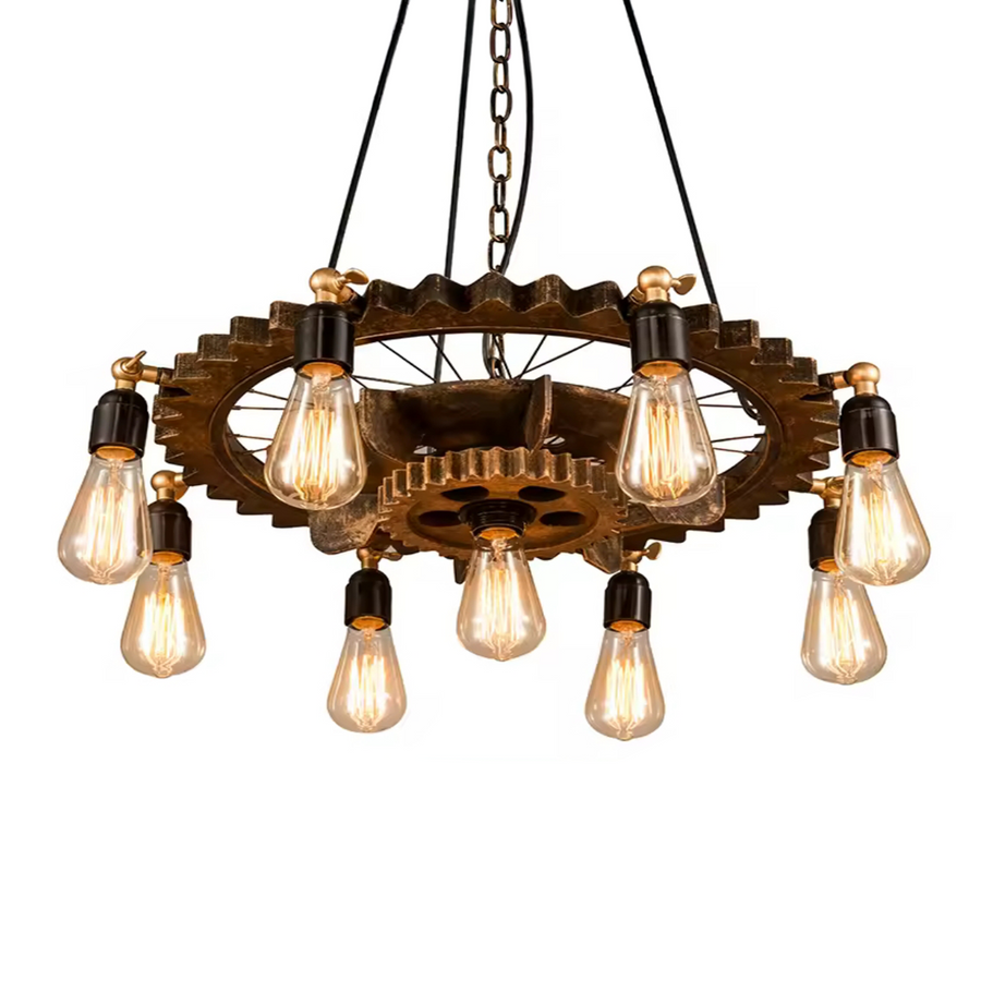 Vintage Rope Chandelier PEDRO, 4 x E27 Dark Wood