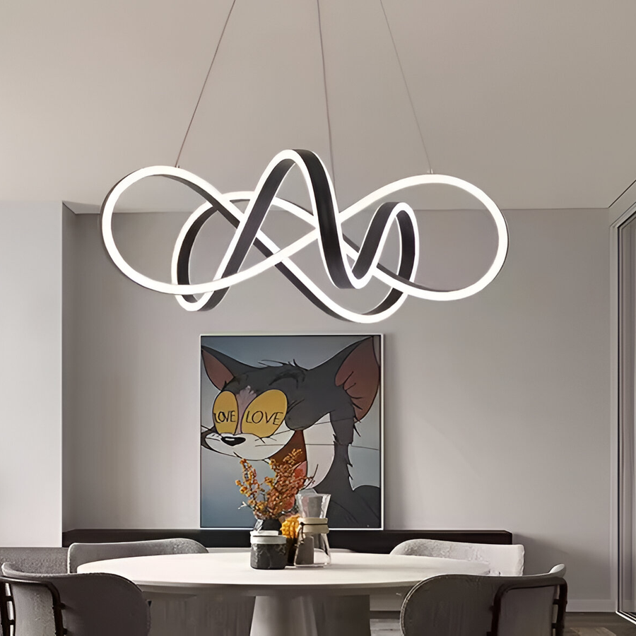 INFINITY Halo LED Pendant Chandelier with Remote Control, 138W, Adjustable Height, Cool/Warm/Neutral Light, Dimmable, Black