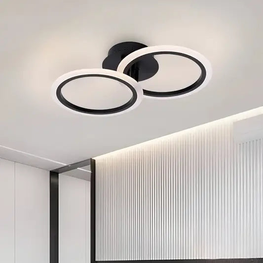 LED Chandelier with Remote Control BETTY, 28W, 2 Circles, Cold/Warm/Neutral Light, Dimmable, Black 