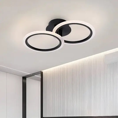 LED Chandelier with Remote Control BETTY, 28W, 2 Circles, Cold/Warm/Neutral Light, Dimmable, Black 