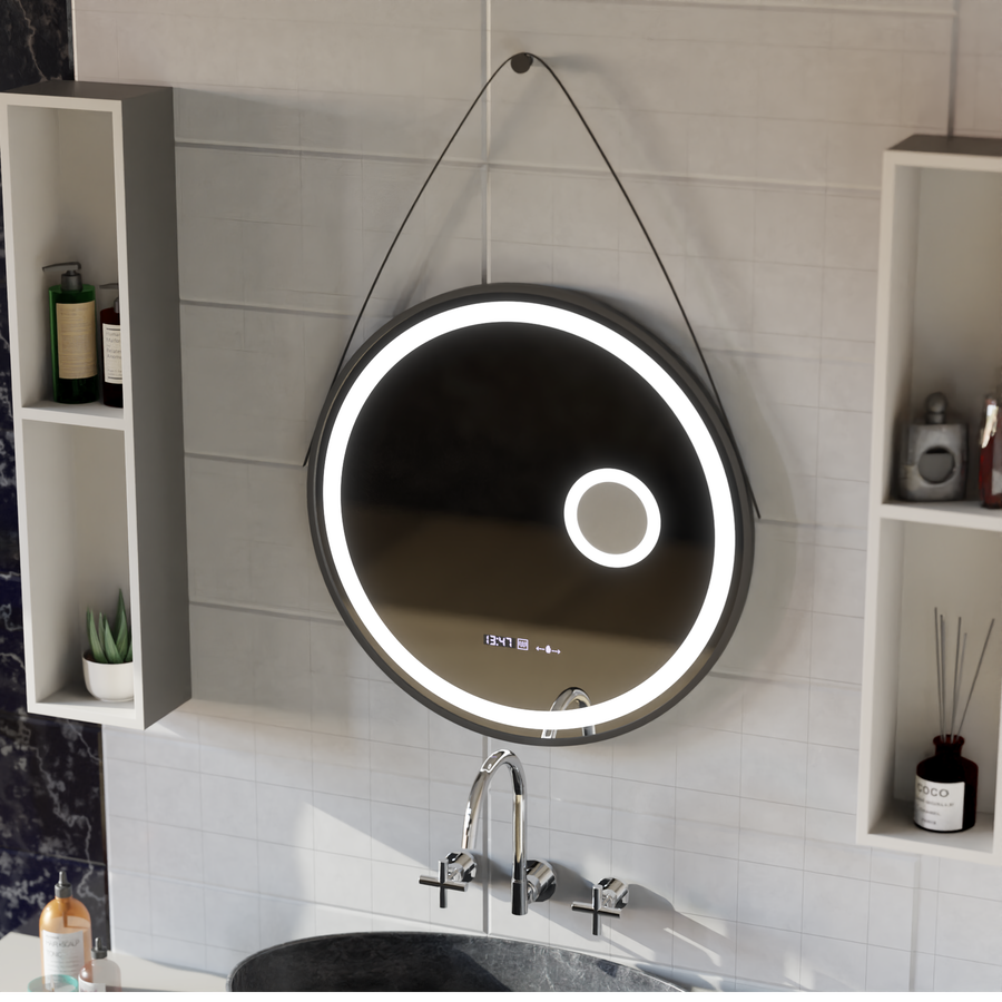 Round LED mirror Sensor Motionglow Micah Marcello 60 cm Dismantic Clock Defrosting System