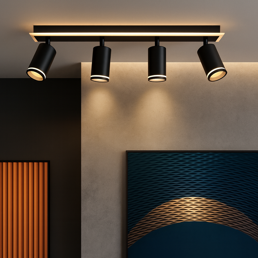 LED Chandelier Ellen 46W Cold/Warm/Neutral Light Adjustable Projector Acrylic and Black Metal