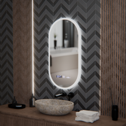 Oval LED Mirror, 50x100cm, Lucia Sensor Marcello, Demister System, Clock & Thermometer, Dimmable