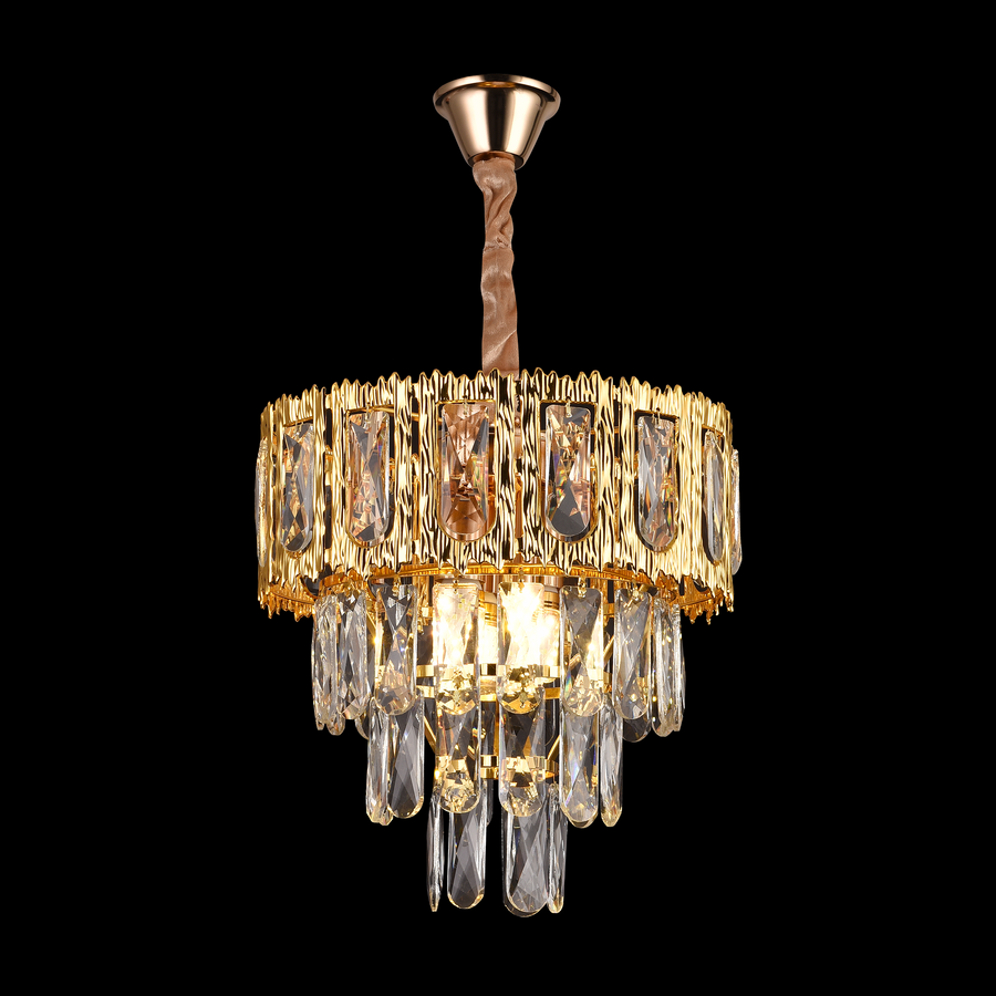 Crystal chandelier Corona Incanto 3xe14, 30cm diameter, glossy gold, rebrable height