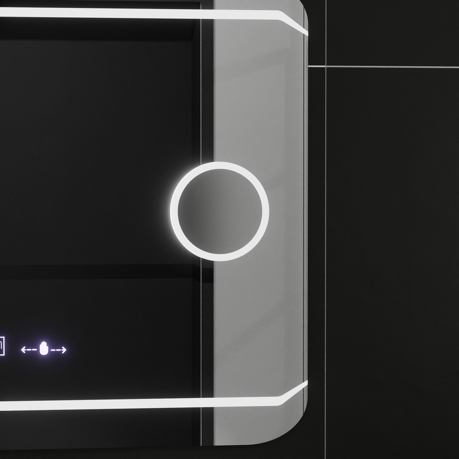The rectangular LED Mirror 80x60cm Stile MotionGlow Marcello Disturbing system & thermometer of the Cosmetics Dimable