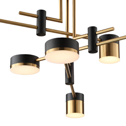 Modern LED Chandelier Ionitus 72W Black and Gold, Arms, Warm/Neutral/Cold Light 3000K/4000K/6000K, Metal and Acrylic