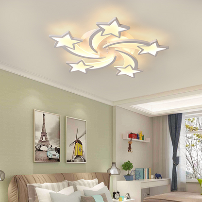 LED chandelier with remote control IPOMOEA 69W, 5 Stars, Cold/Warm/Neutral light, Dimmable, White