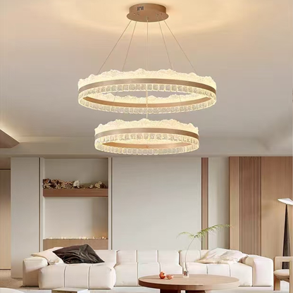 Suspended LED chandelier with remote control NIVALIS, 126W, Cold/Warm/Neutral light, Dimmable, Height Adjustable, Gold